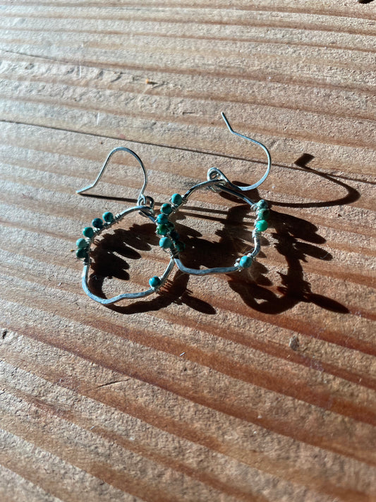 Organic Hoops • Wrapped Turquoise