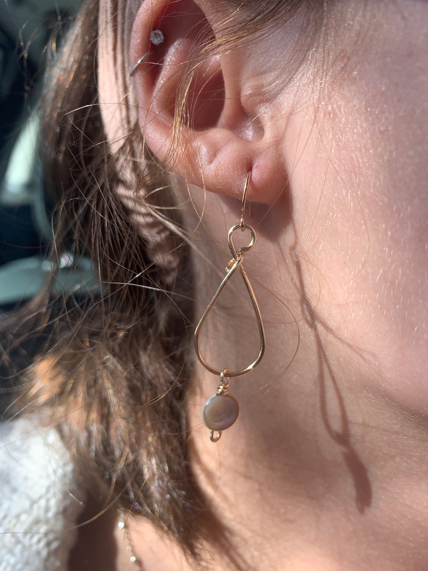 Stone Hoops •Mother of Pearl
