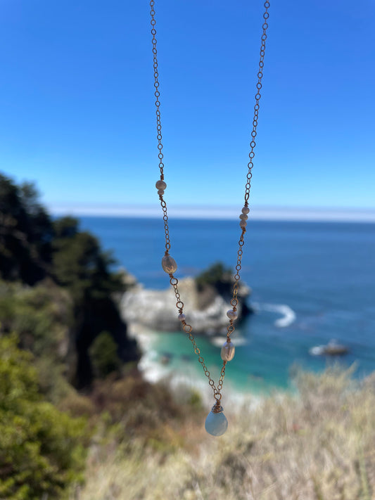 Coast Necklace •Freshwater Pearl •Aventurine
